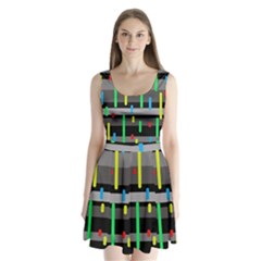 Colorful Pattern Split Back Mini Dress  by Valentinaart