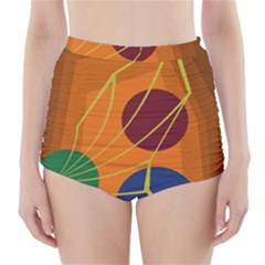 Orange Abstraction High-waisted Bikini Bottoms