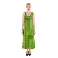 Green Pattern Sleeveless Maxi Dress
