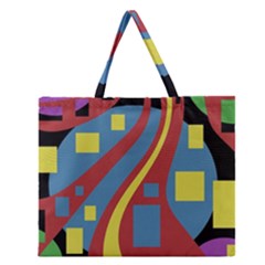 Colorful Abstrac Art Zipper Large Tote Bag by Valentinaart