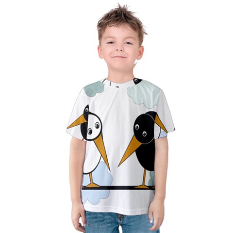 Black And White Birds Kid s Cotton Tee by Valentinaart