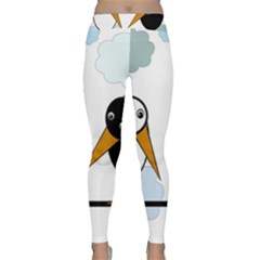 Black And White Birds Yoga Leggings  by Valentinaart