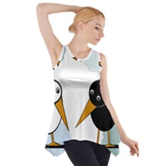 Black and white birds Side Drop Tank Tunic