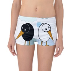 Black and white birds Reversible Boyleg Bikini Bottoms