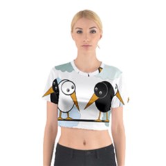 Black and white birds Cotton Crop Top