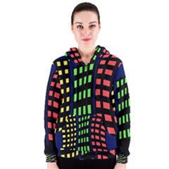 Colorful Abstract City Landscape Women s Zipper Hoodie by Valentinaart