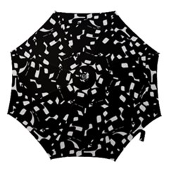 Black And White Pattern Hook Handle Umbrellas (large) by Valentinaart