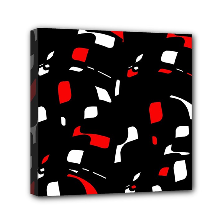 Red, black and white pattern Mini Canvas 6  x 6 