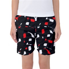Red, Black And White Pattern Women s Basketball Shorts by Valentinaart