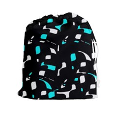 Blue, Black And White Pattern Drawstring Pouches (xxl) by Valentinaart