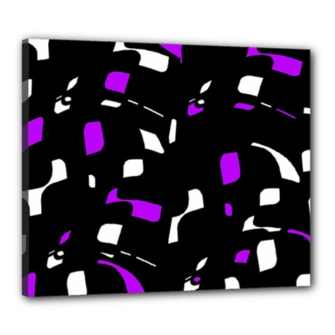 Purple, Black And White Pattern Canvas 24  X 20  by Valentinaart