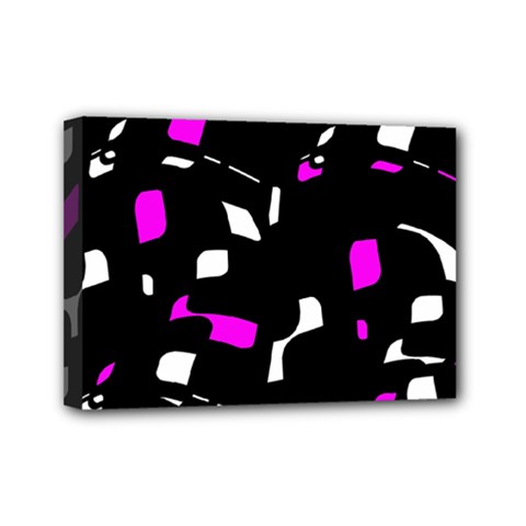 Magenta, Black And White Pattern Mini Canvas 7  X 5  by Valentinaart