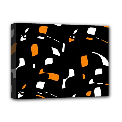 Orange, Black And White Pattern Deluxe Canvas 16  X 12   by Valentinaart