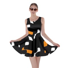 Orange, Black And White Pattern Skater Dress by Valentinaart