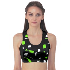 Green, Black And White Pattern Sports Bra by Valentinaart