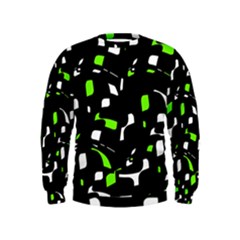 Green, Black And White Pattern Kids  Sweatshirt by Valentinaart