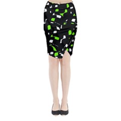 Green, Black And White Pattern Midi Wrap Pencil Skirt by Valentinaart