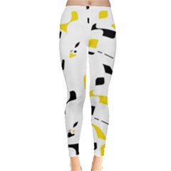 Yellow, Black And White Pattern Leggings  by Valentinaart