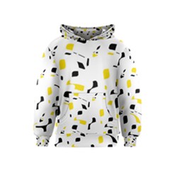 Yellow, Black And White Pattern Kids  Pullover Hoodie