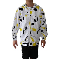 Yellow, Black And White Pattern Hooded Wind Breaker (kids) by Valentinaart