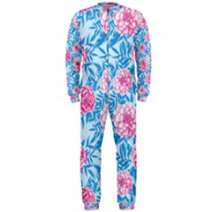 Blue & Pink Floral Onepiece Jumpsuit (men)  by TanyaDraws