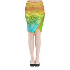 Watercolor Midi Wrap Pencil Skirt