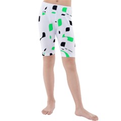 Green, Black And White Pattern Kid s Mid Length Swim Shorts by Valentinaart