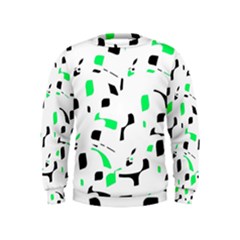 Green, Black And White Pattern Kids  Sweatshirt by Valentinaart