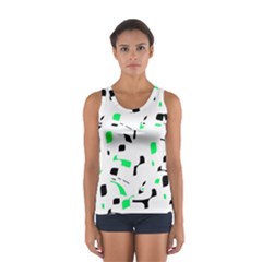 Green, Black And White Pattern Women s Sport Tank Top  by Valentinaart
