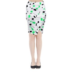 Green, Black And White Pattern Midi Wrap Pencil Skirt by Valentinaart