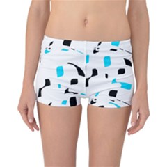 Blue, Black And White Pattern Reversible Boyleg Bikini Bottoms by Valentinaart