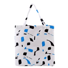 Blue, Black And White Pattern Grocery Tote Bag by Valentinaart