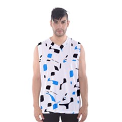 Blue, Black And White Pattern Men s Basketball Tank Top