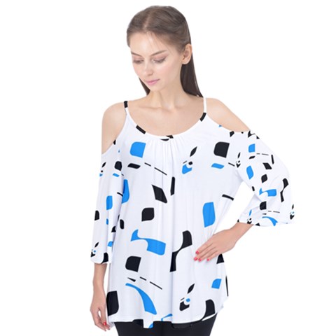 Blue, Black And White Pattern Flutter Tees by Valentinaart