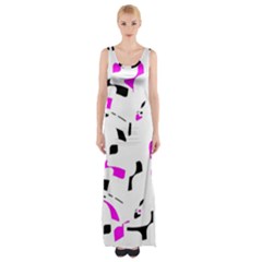 Magenta, Black And White Pattern Maxi Thigh Split Dress by Valentinaart