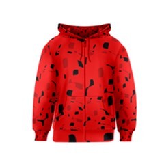 Red And Black Pattern Kids  Zipper Hoodie by Valentinaart