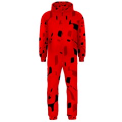 Red And Black Pattern Hooded Jumpsuit (men)  by Valentinaart