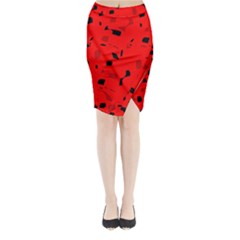 Red And Black Pattern Midi Wrap Pencil Skirt by Valentinaart