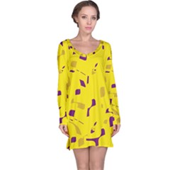 Yellow And Purple Pattern Long Sleeve Nightdress by Valentinaart