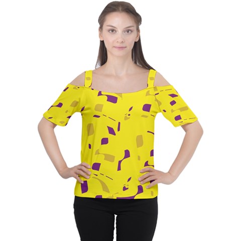 Yellow And Purple Pattern Women s Cutout Shoulder Tee by Valentinaart