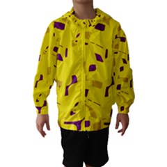 Yellow And Purple Pattern Hooded Wind Breaker (kids) by Valentinaart