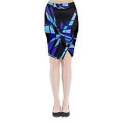 Blue Abstart Design Midi Wrap Pencil Skirt by Valentinaart