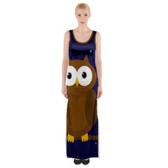 Cute Owl Maxi Thigh Split Dress by Valentinaart