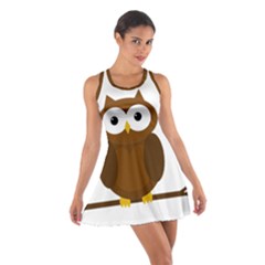 Cute Transparent Brown Owl Cotton Racerback Dress by Valentinaart