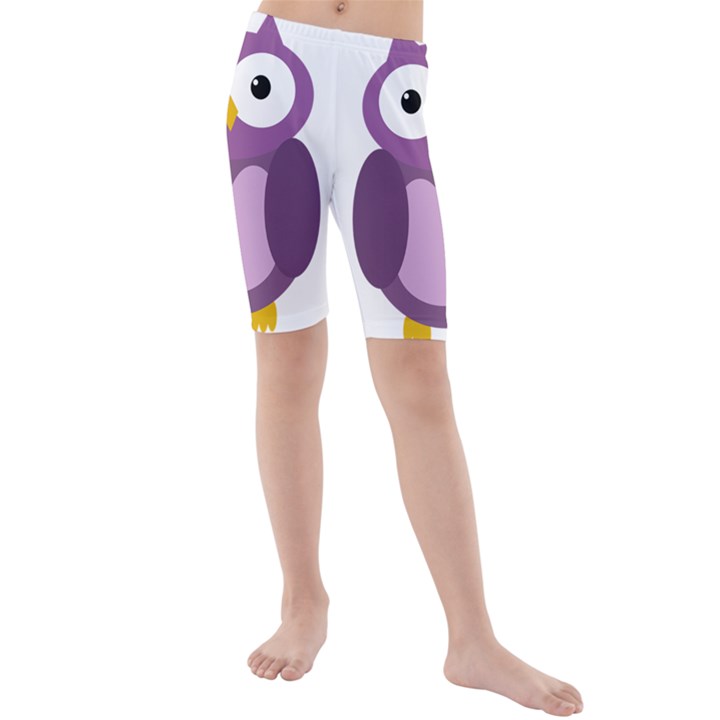 Purple transparetn owl Kid s Mid Length Swim Shorts