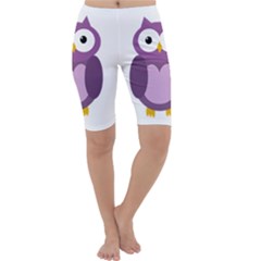 Purple transparetn owl Cropped Leggings 