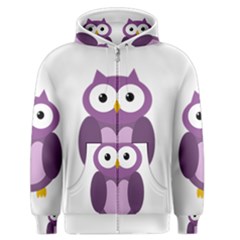 Purple transparetn owl Men s Zipper Hoodie