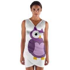 Purple transparetn owl Wrap Front Bodycon Dress