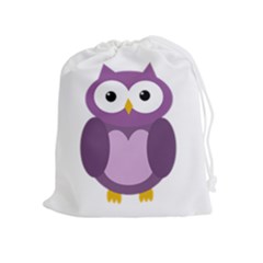 Purple transparetn owl Drawstring Pouches (Extra Large)