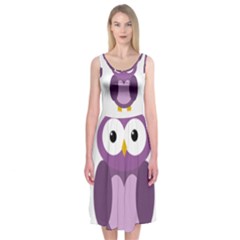 Purple transparetn owl Midi Sleeveless Dress